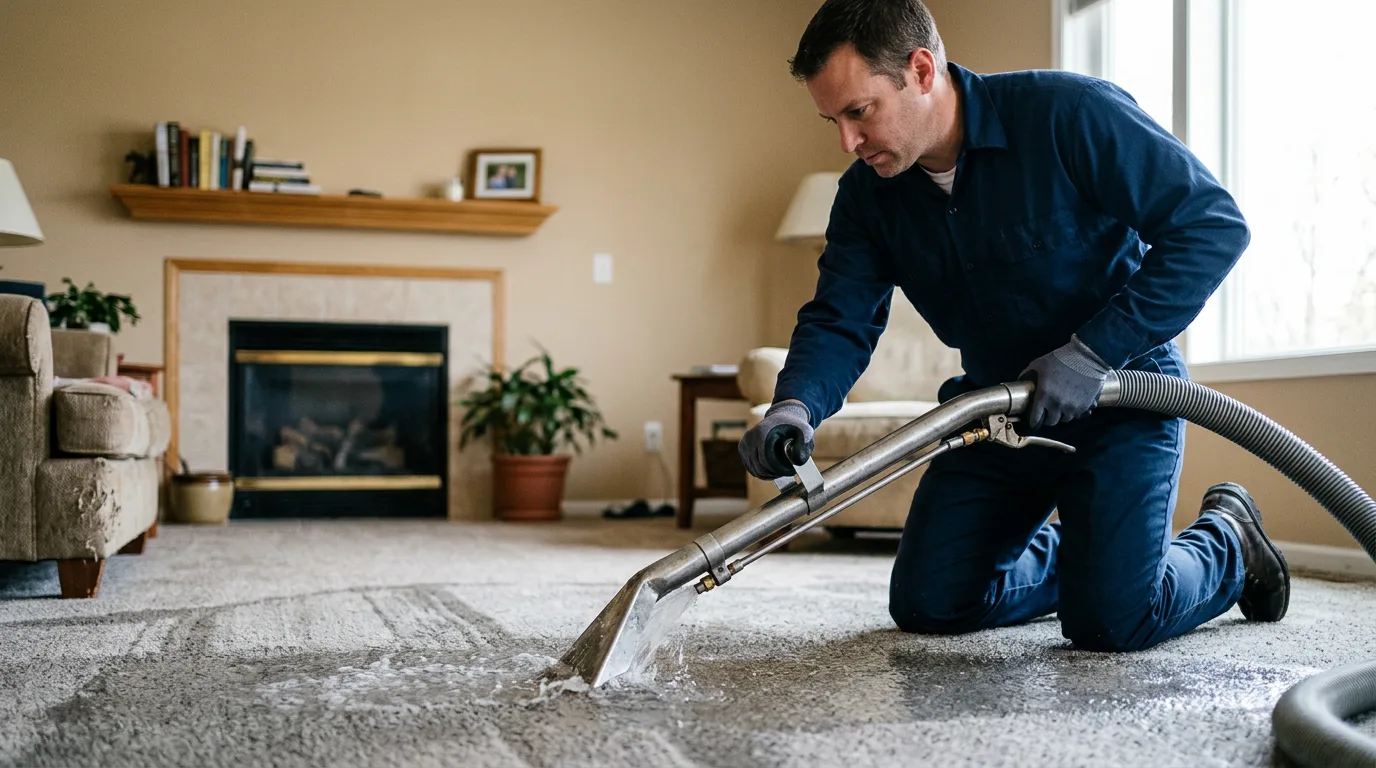 Water damage restoration technician working near West Harrison, NY